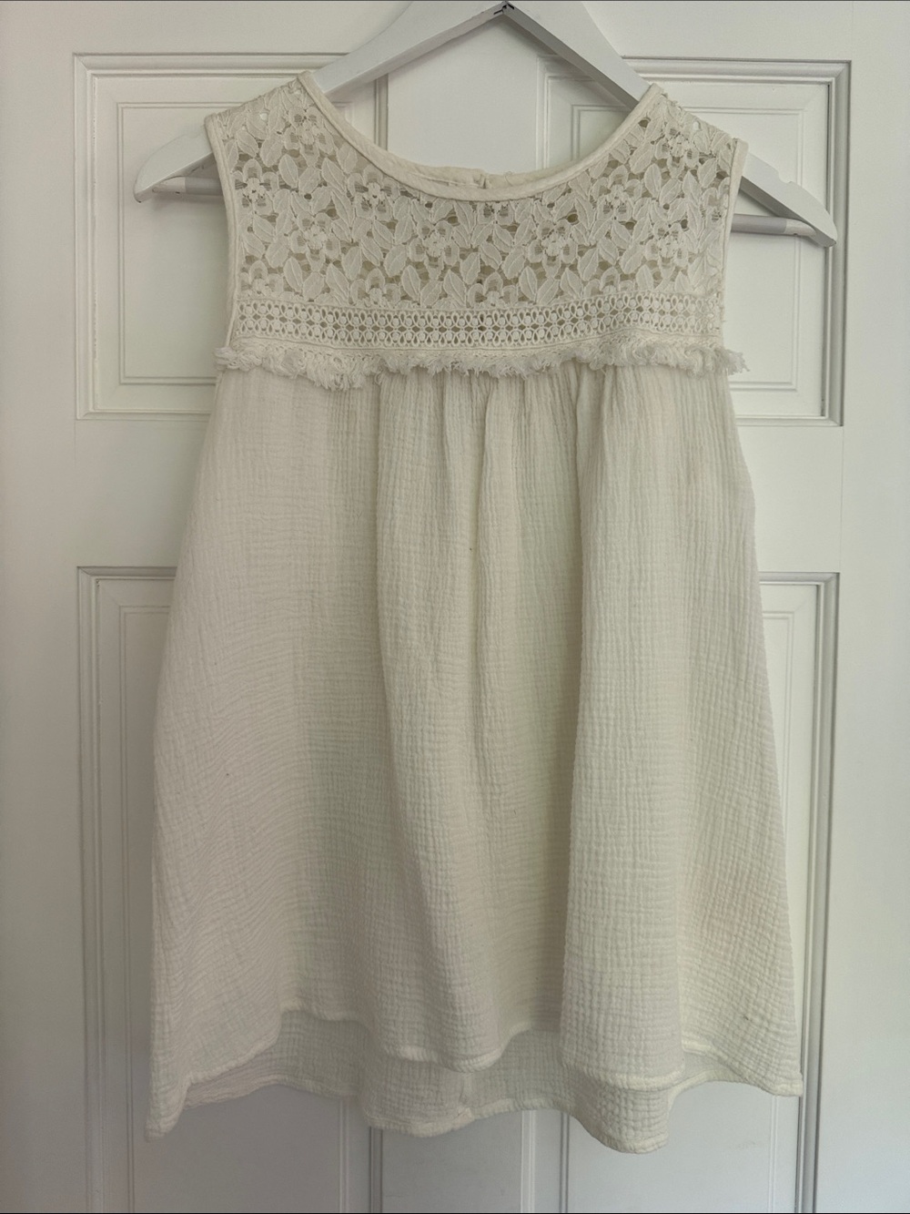 Max Studio Lace Yoke Tank Top - white